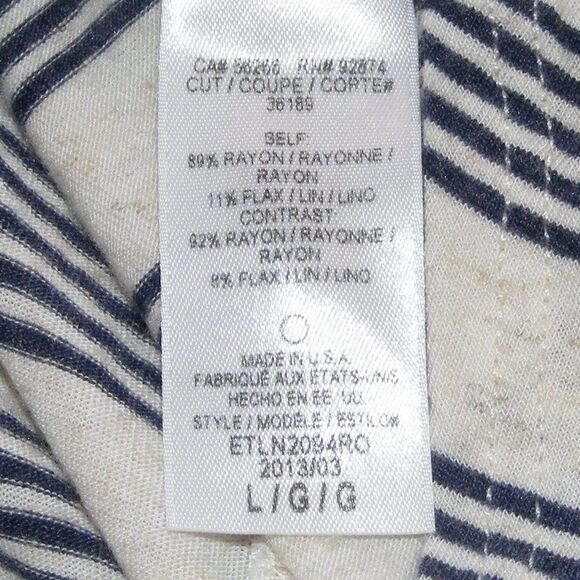 ELLA MOSS Top, L, Sleeveless, Stripes, Keyhole with ties, Rayon-linen blend - Picture 9 of 10